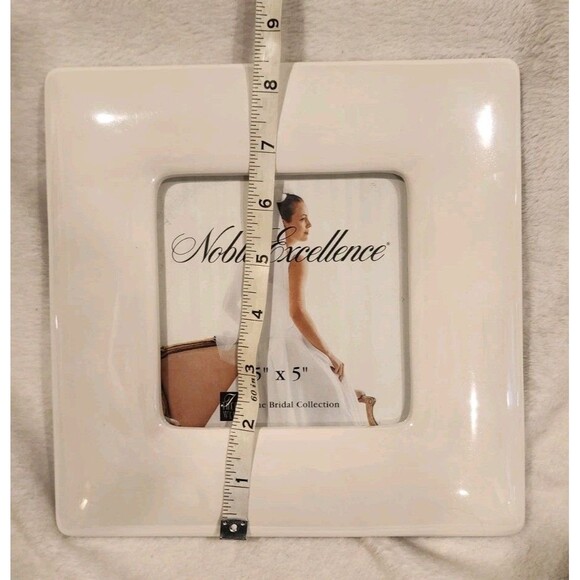 White Picture Frame Wedding Photo 5x5 Pearl White Glazed Finish Ceramic - Picture 3 of 4